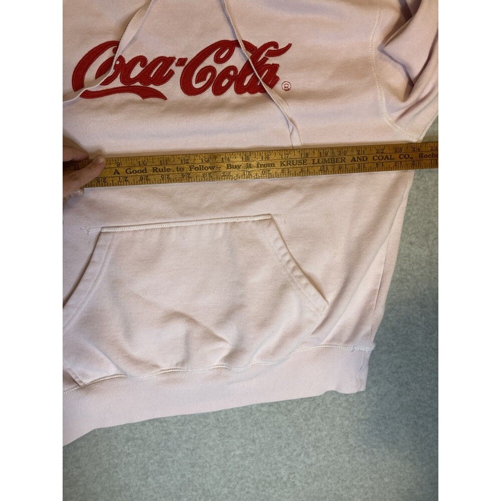 Coca-Cola W Sz XXL Pink Hoodie Oversized Retro Red Stitched Felt Logo Coquette - Picture 14 of 16